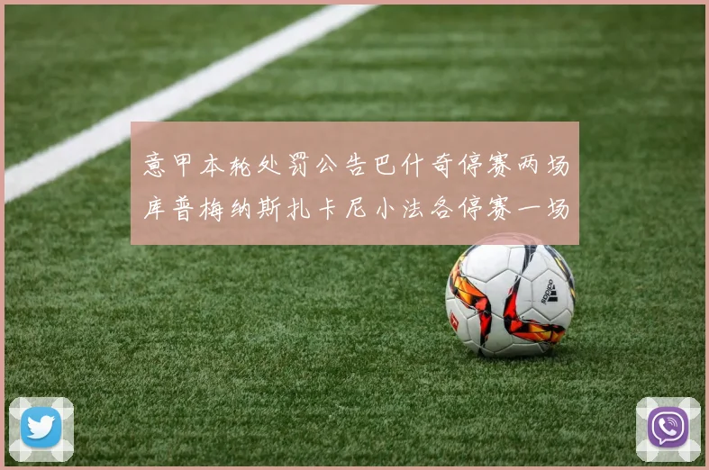 意甲本轮处罚公告巴什奇停赛两场库普梅纳斯扎卡尼小法各停赛一场
